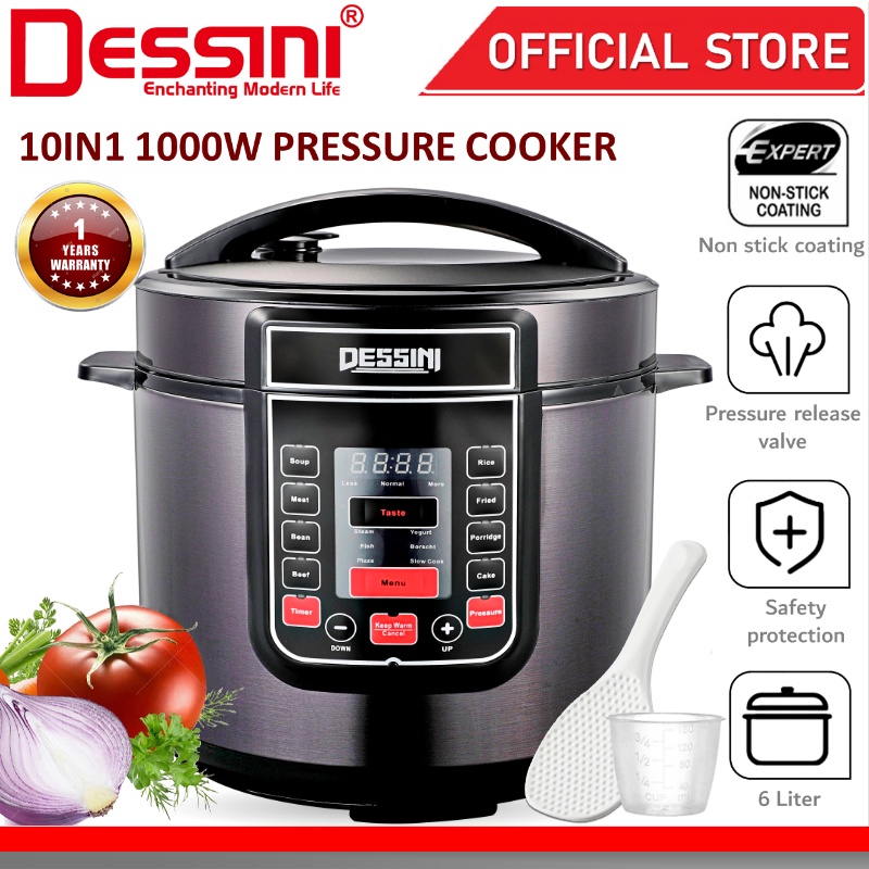 DESSINI ITALY 10IN1 6L Electric Digital Pressure Cooker Non-stick ...