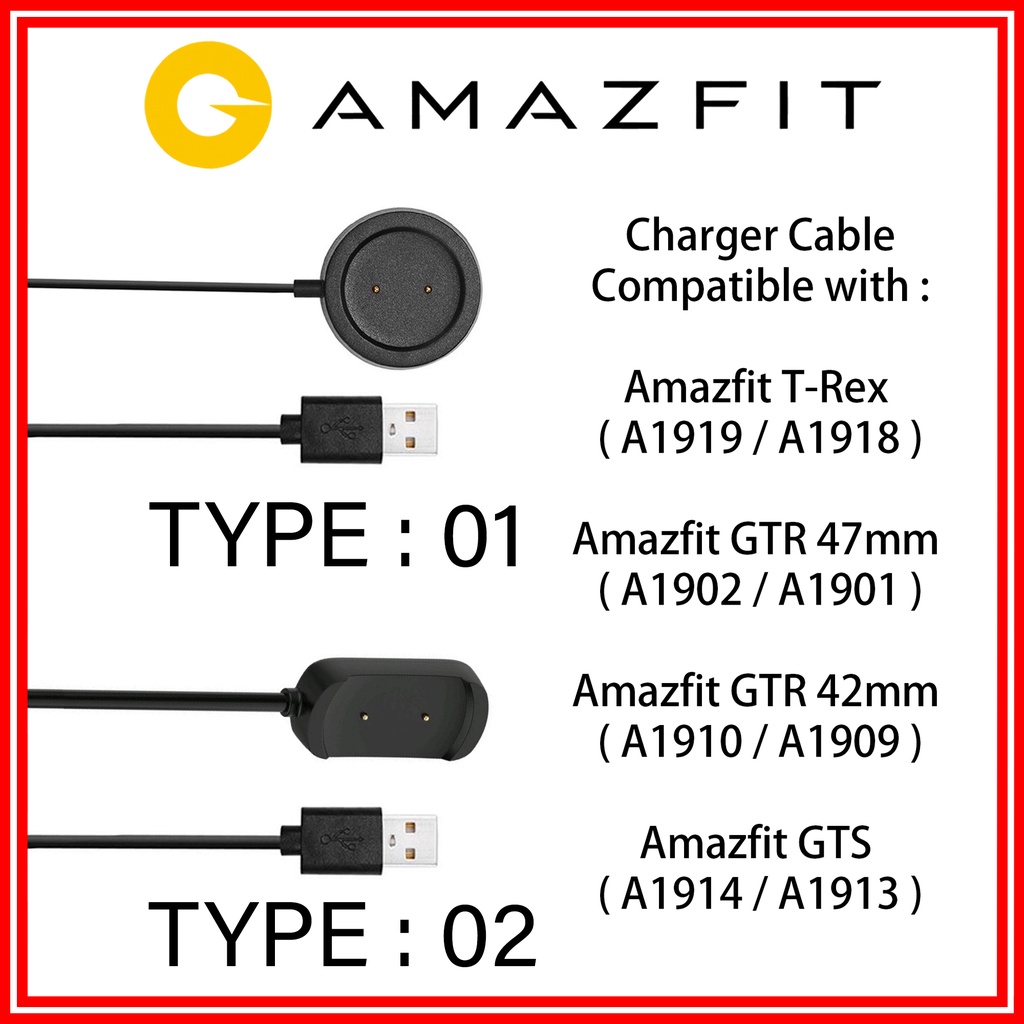 1M Replacement Charger For Amazfit Gtr Gts T-Rex Usb Charging Cable For  Xiaomi Amazfit T-Rex Smart Watch 