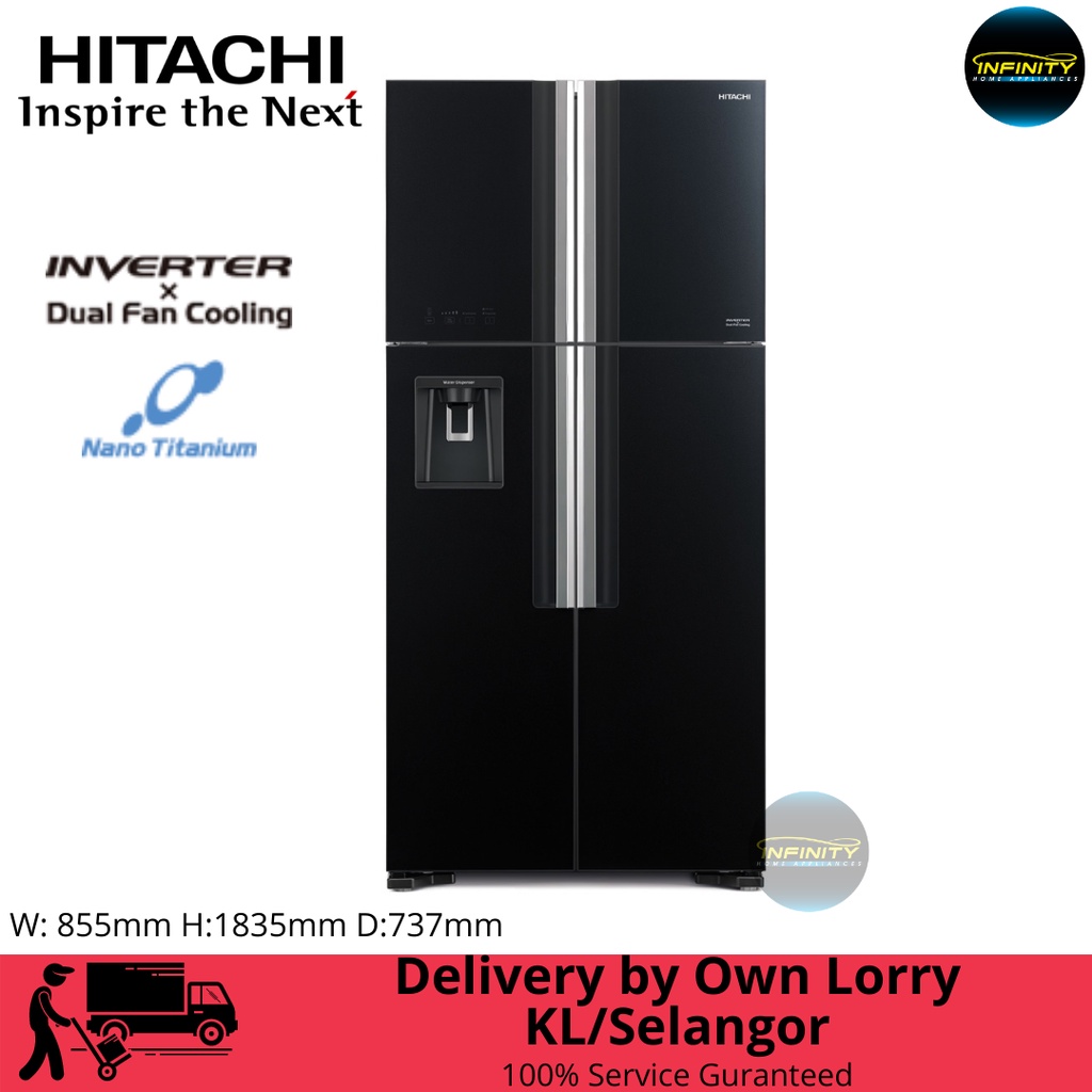 Hitachi 586L 4Door Big French Gbk Glass Door Refrigerator RW720P7M