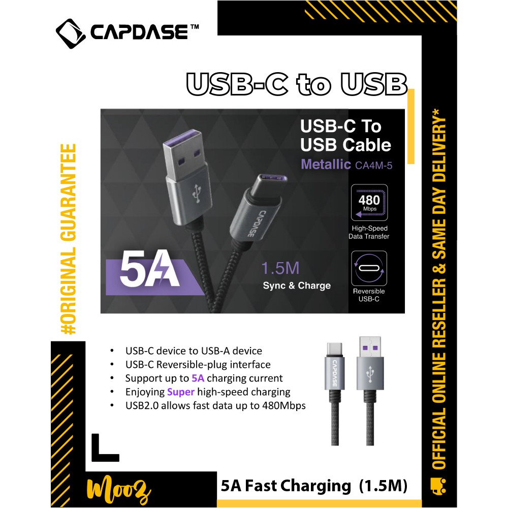 CLEARANCE (Ori) Capdase USB-C to USB-A cable CA4M-5 5A