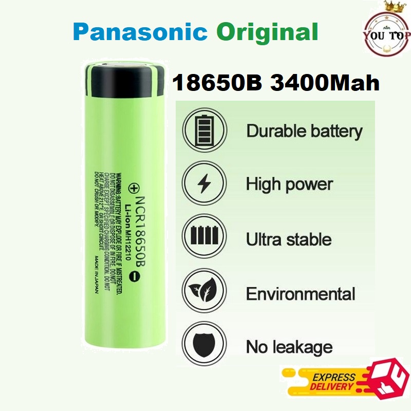 PANASONIC ORIGINAL NCR18650B 3400mAh 3.7V 18650 Rechargeable 100% ...