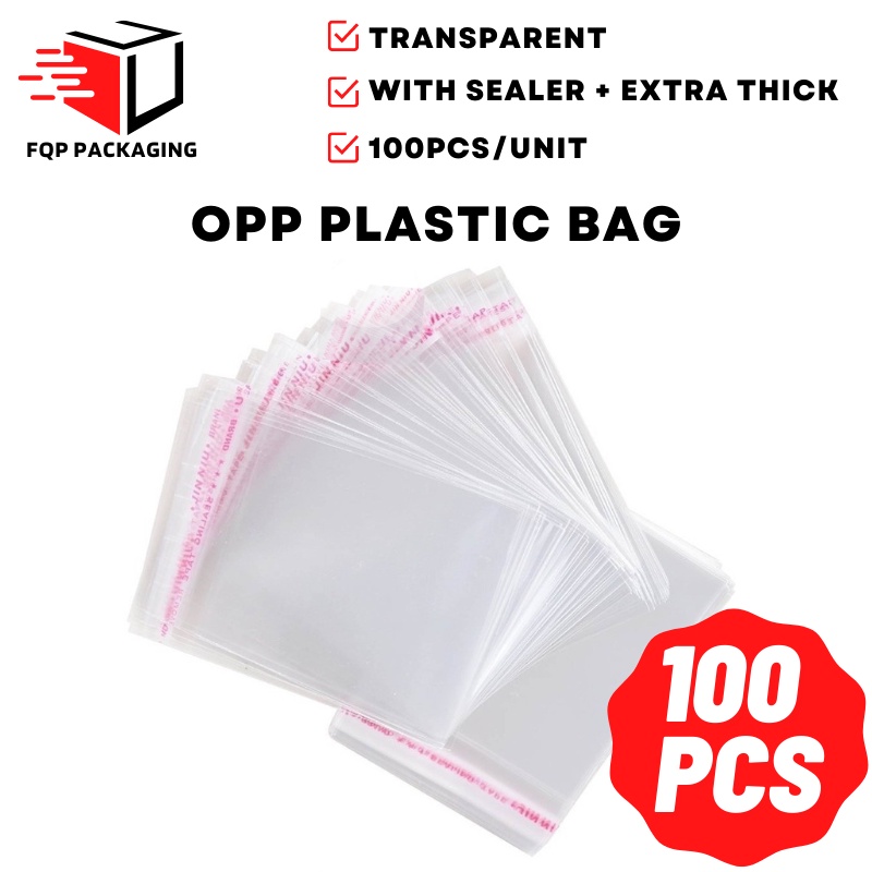 Lebih Tebal (100pcs)Self Adhesive Transparent OPP Plastic Bag Plastik Tudung Plastik Baju Kurung