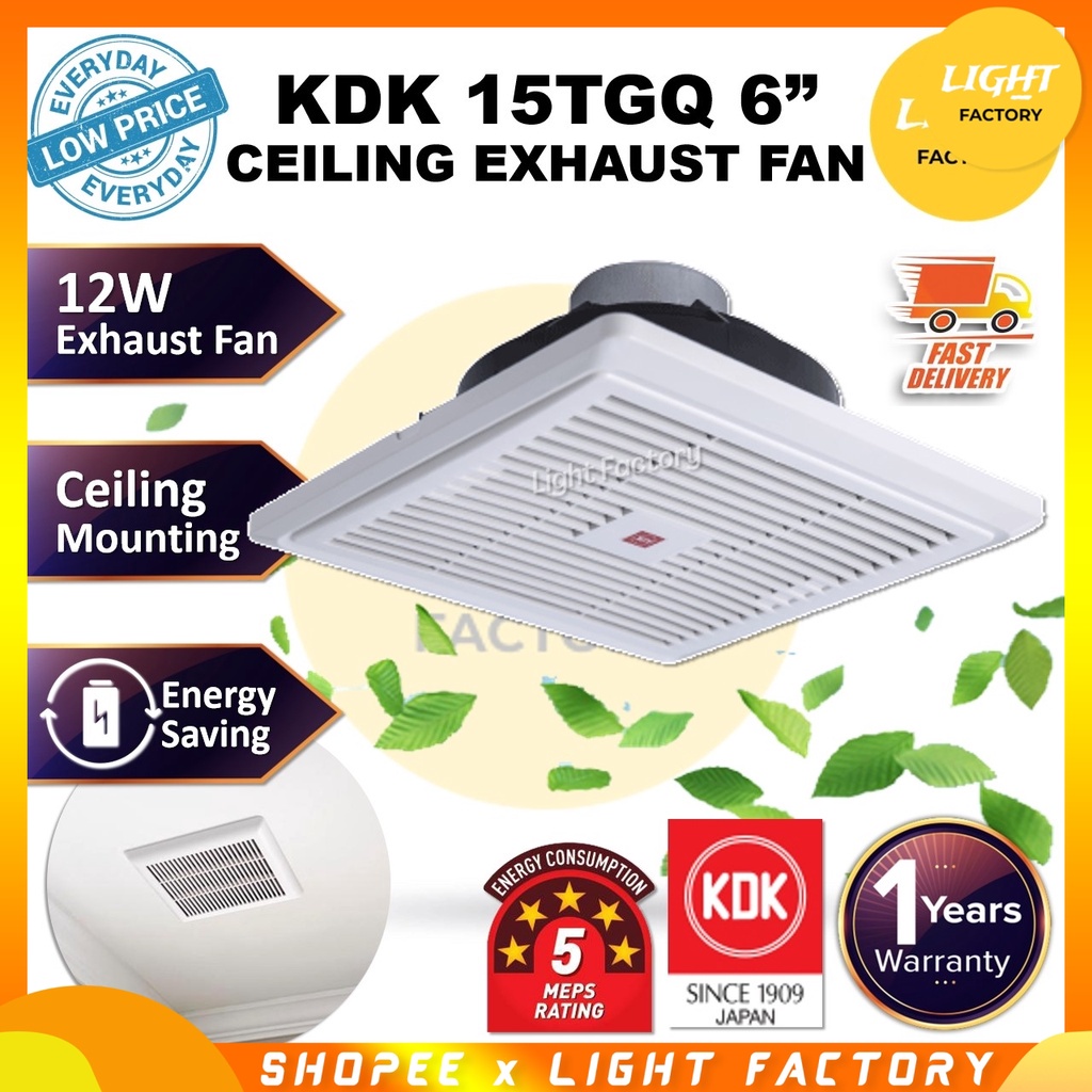KDK Ceiling Ventilation Fan 6" 15TGQZ 6 Inches Ceiling Mount Propeller