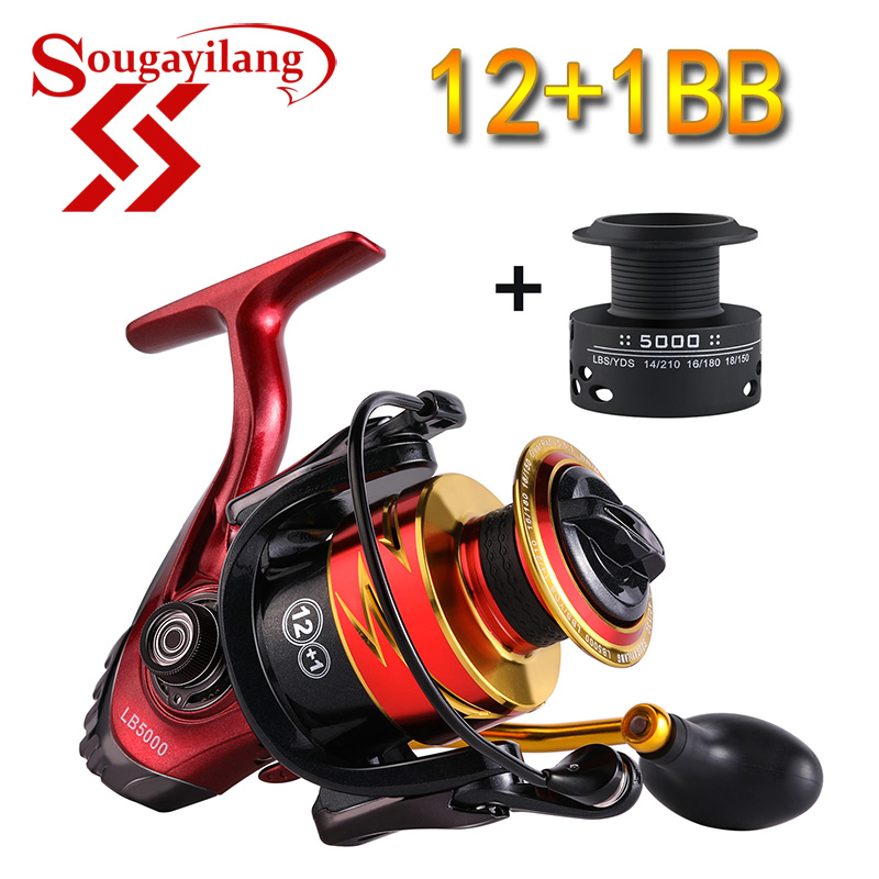 Sougayilang Spinning Fishing Reel 12+1BB 5.5:1GR Metal Spool