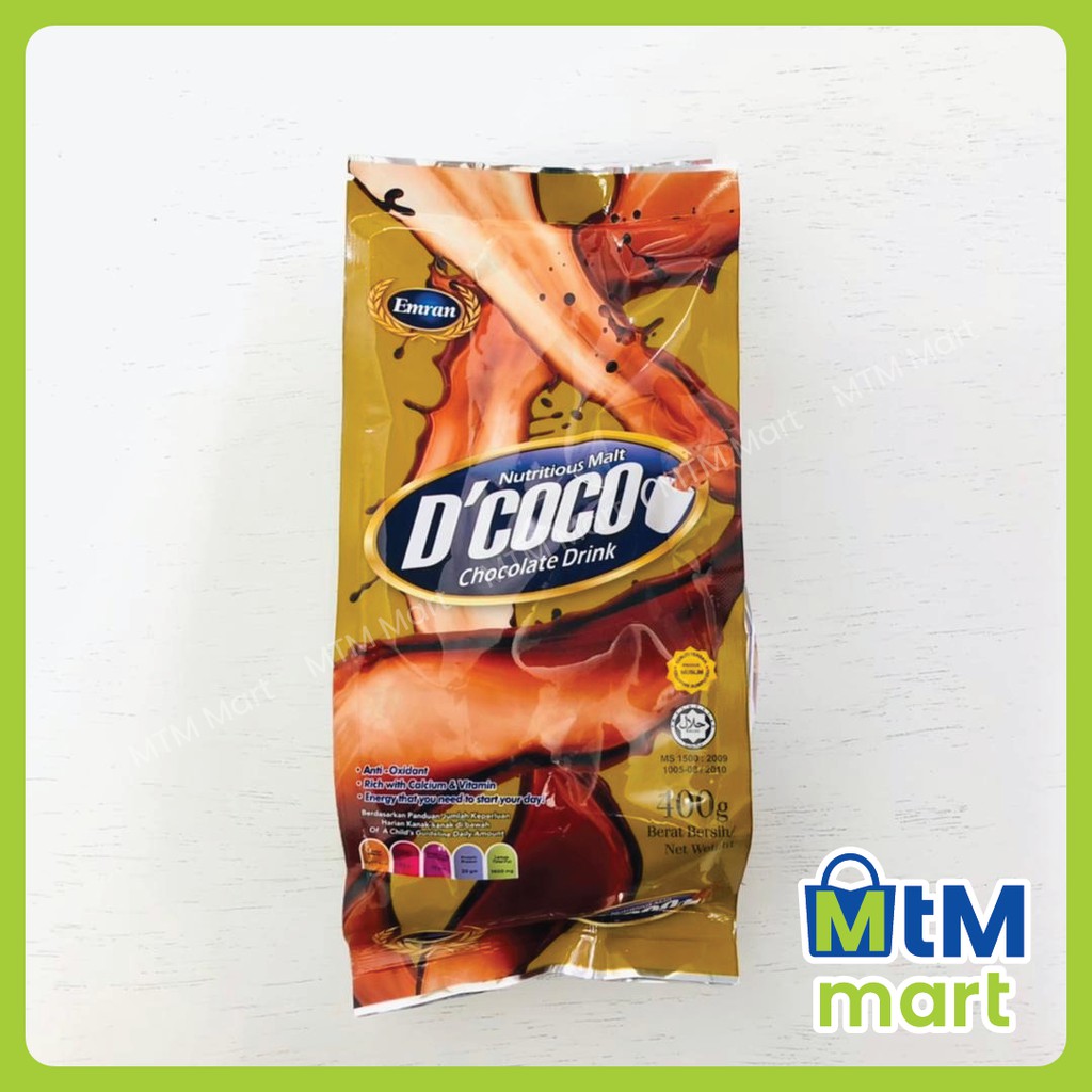 Emran D'coco Chocolate Malt Drink 400g - Minuman Coklat Malt | Shopee ...