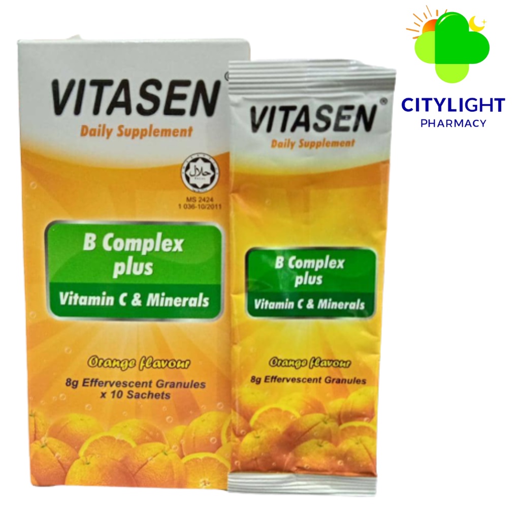 Vitasen B Complex + Vitamin C & Minerals 8g Eff Granules x 10 Sachets ...