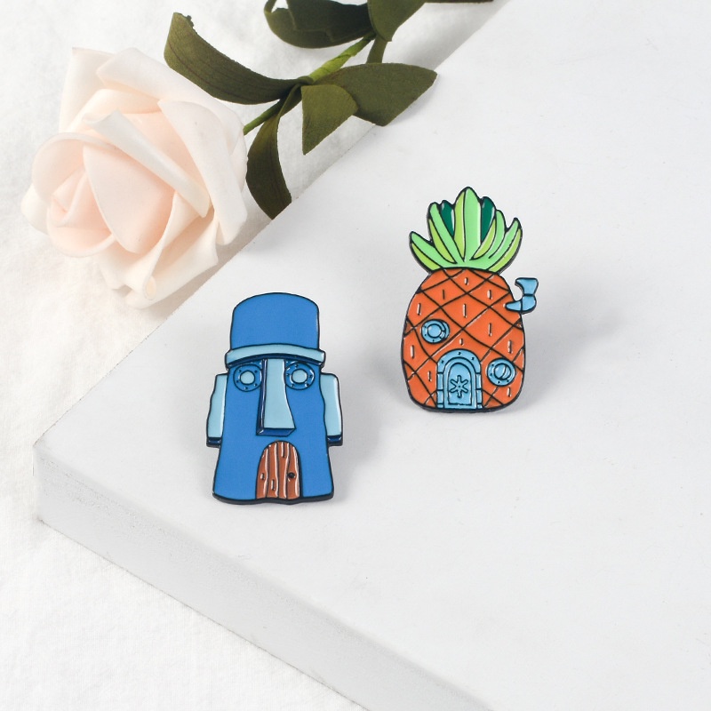 Cartoon Pineapple House Enamel Lapel Brooch Pins SpongeBob Badge