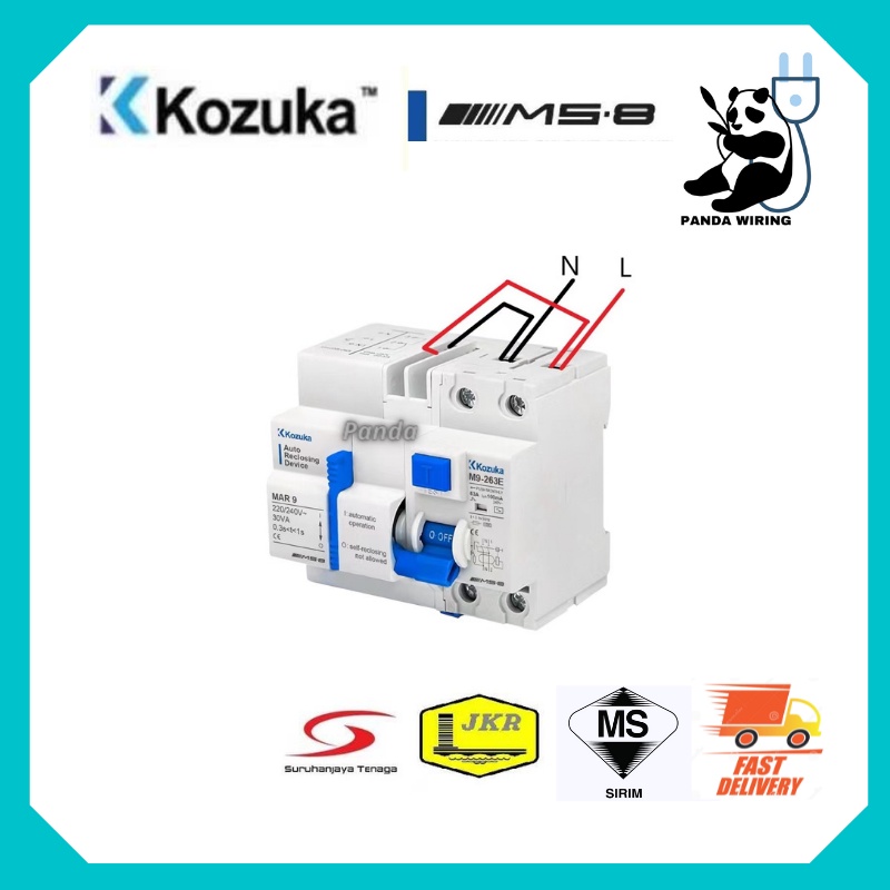 KOZUKA RCCB WITH AUTO RECLOSING DEVICE 2P/4P 63A 100mA/300mA MS9 ...