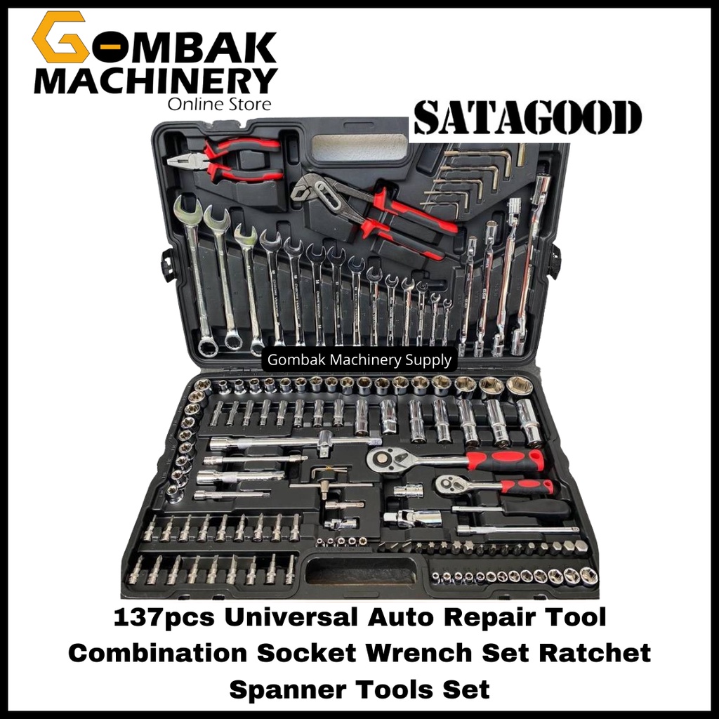 SATAGOOD 137pcs Universal Auto Repair Tool Combination Socket Wrench Set Ratchet Spanner Tools Set
