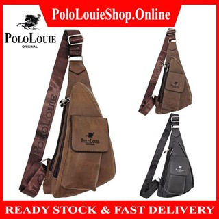 Original Polo Louie Men's Top Luxury Messenger Bag Shoulder Sling Bag Beg  Silang Polo Louie XH1101-1 (Dark Brown)