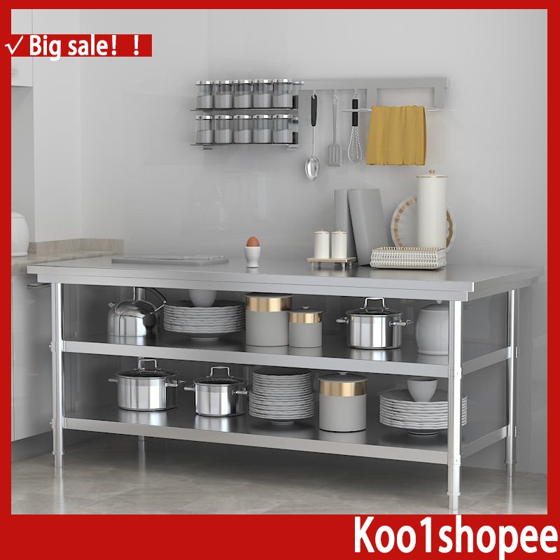 Work Table Thickened Stainless Steel Workbench Three-Layer Packing ...