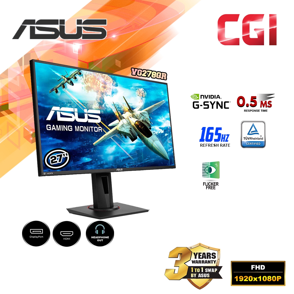 Asus 27 Vg278qr 165hz 05ms Freesyncg Sync Gaming Monitor Shopee Malaysia