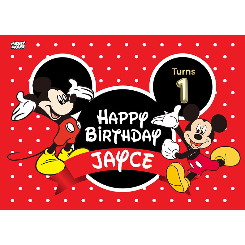 Birthday Banner Birthday Backdrop Hari Jadi Mickey Mouse Minnie Mouse Disney Shopee