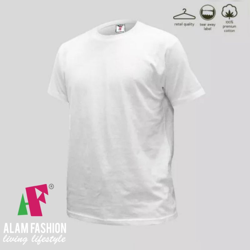 🔥fast Selling🔥 White Premium 200gsm Alam Fashion Unisex Plain Round