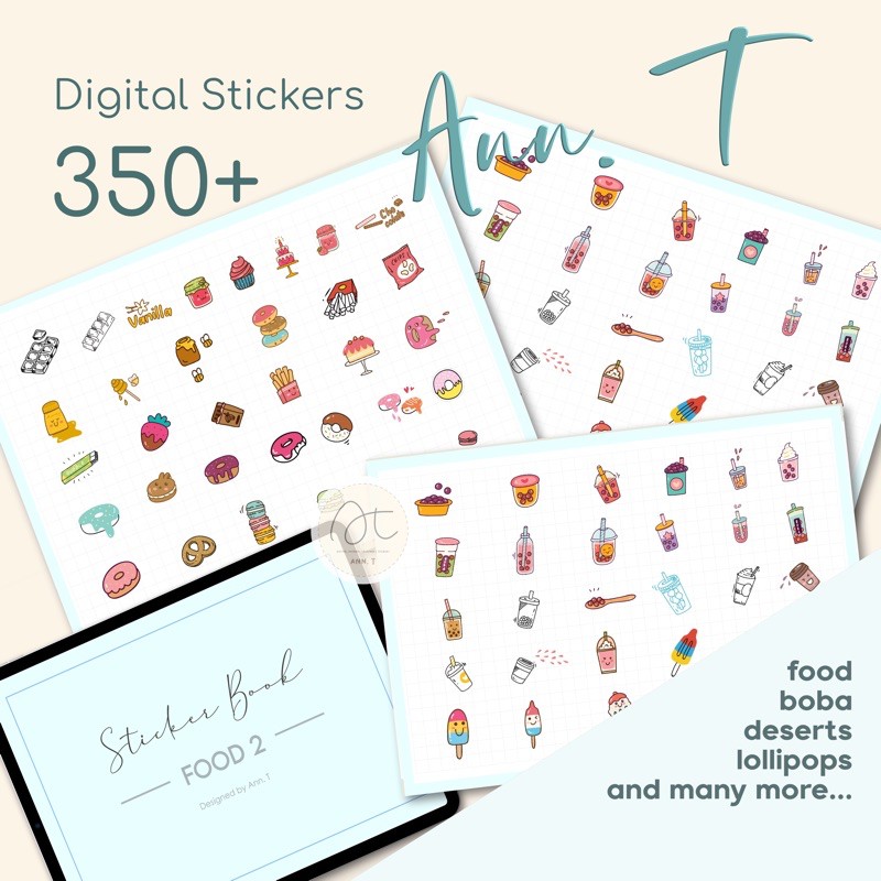 GoodNotes / PNG Ann T. Food 2 Digital Stickers Book for Journal ...