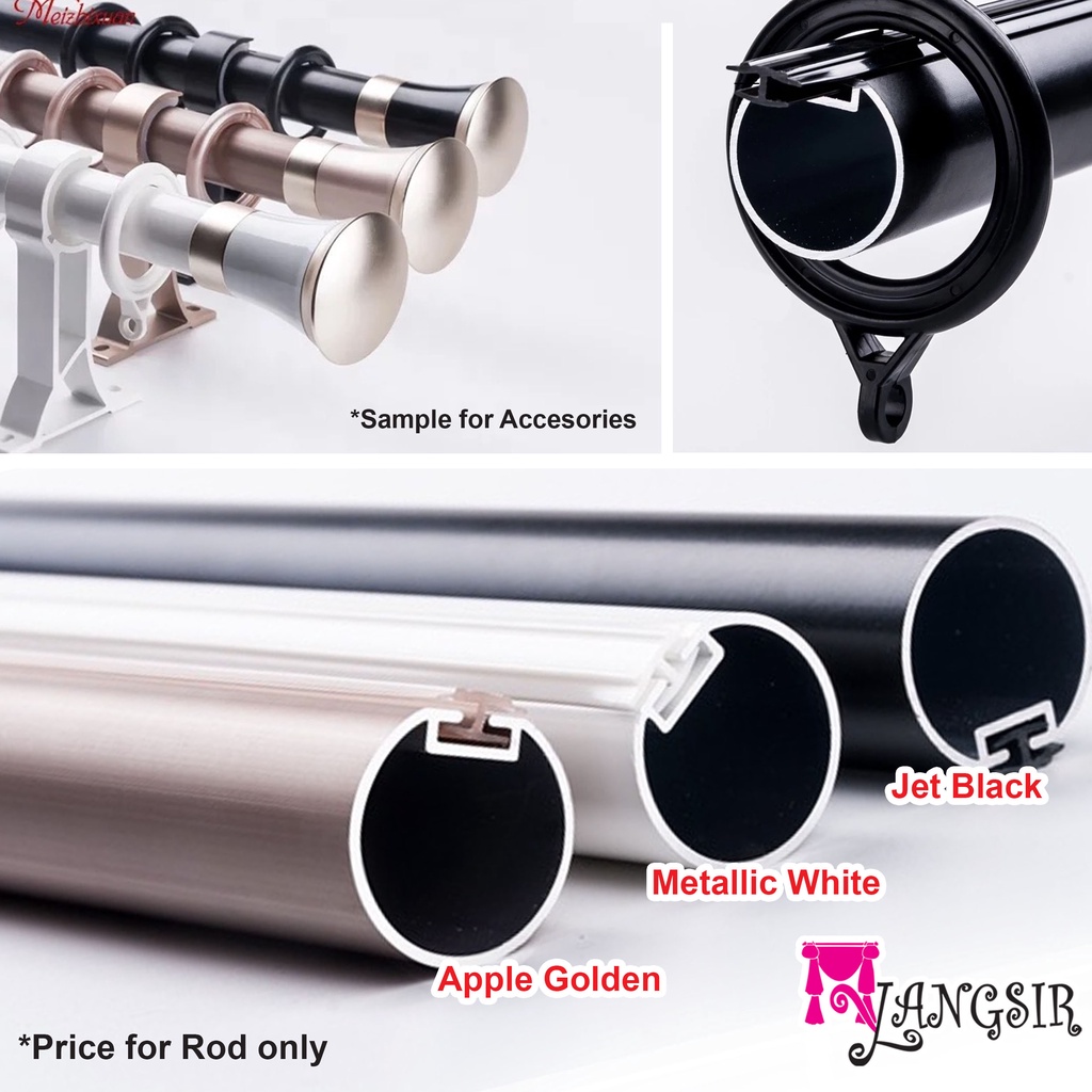 MYLANGSIR (ROD ONLY!!!) 28mm Aluminium Curtain Rod Pole with Nano ...