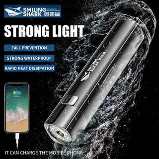 2 in 1 USB Rechargeable Fast Charging Mini Led Torch Light & Powerbank High  Capacity Flashlight Waterproof-617A White