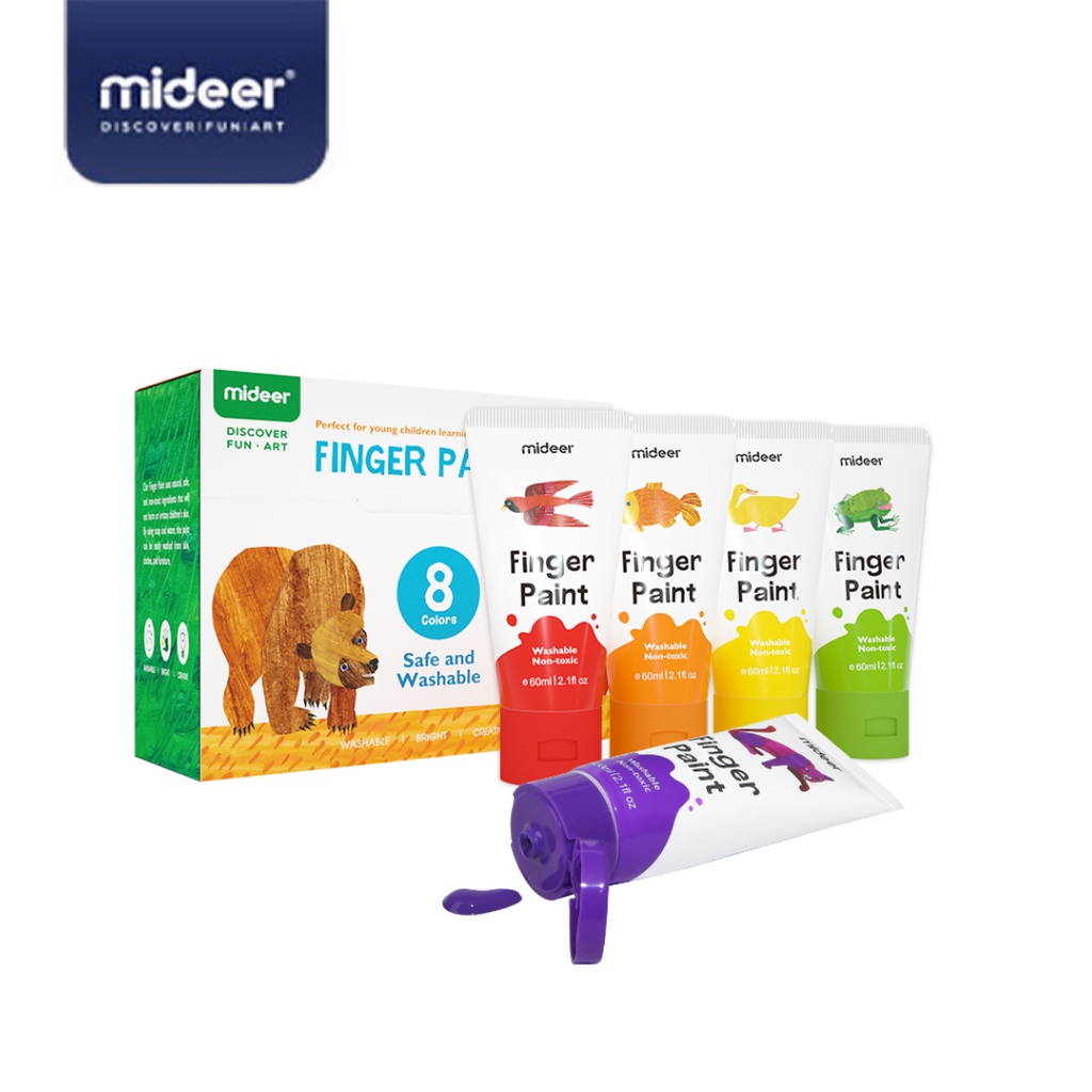 [ Toy Q ] Mideer 8 Colors Finger Paint X Eric Carle Toddle Safe Paint Washable Paint Shopee