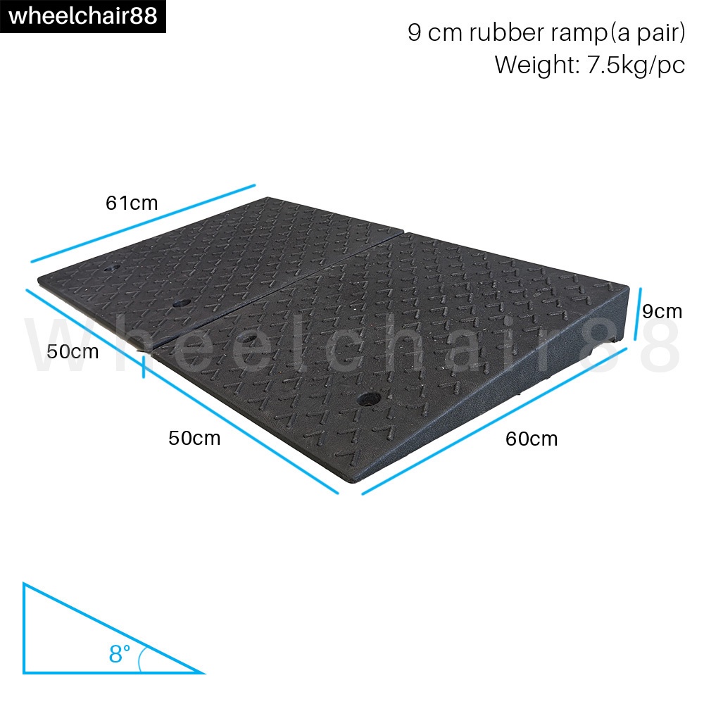 Hard Rubber Ramp - 9, 12, 14 & 16cm, Durable, Textured Non Slip Surface ...