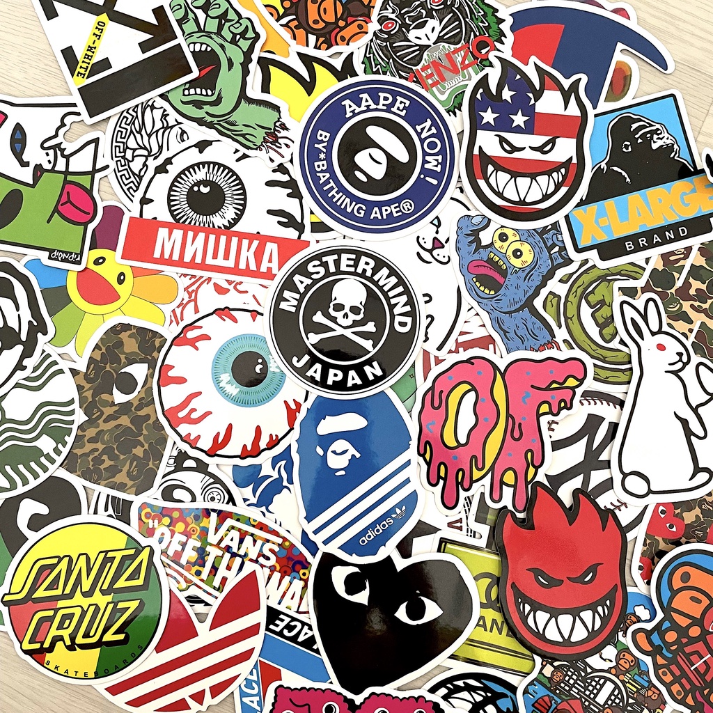 50pcs Streetwear Vans MMJ bape kenzo evisu santa cruz Vinyl Decal ...