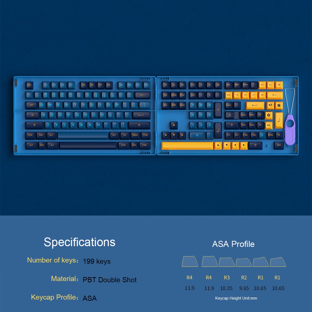 Akko Key Cap Macaw Pbt 199-keys Double-shot Full Keycap Set For 