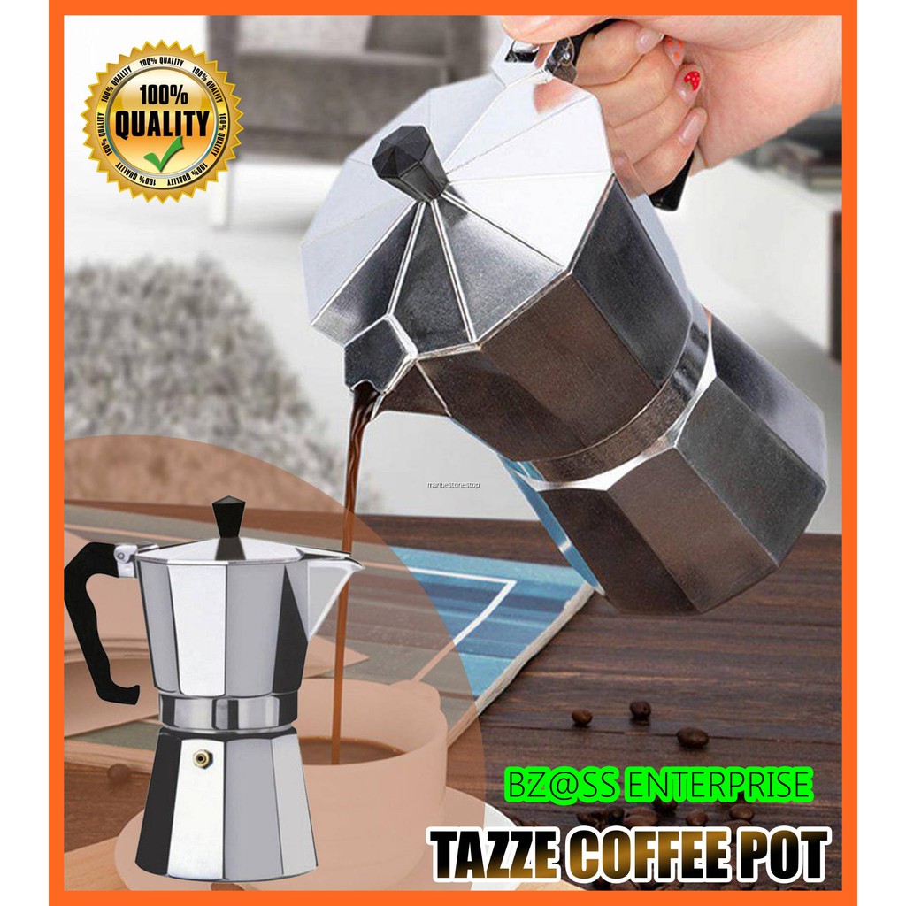Latte Mocha Coffee Maker Italian Moka Espresso Cafeteira Percolator Pot Stovetop Coffee Maker 150ml Silver
