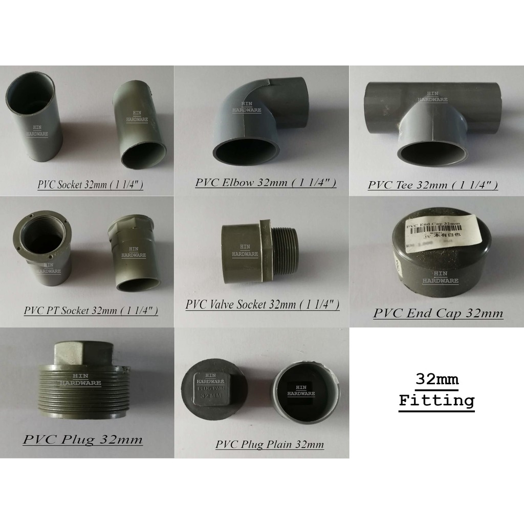 PIPE FITTING / PVC FITTING / PENYAMBUNG PIPE - 1-1/4/32mm, 1 1-/2/40mm,  2/