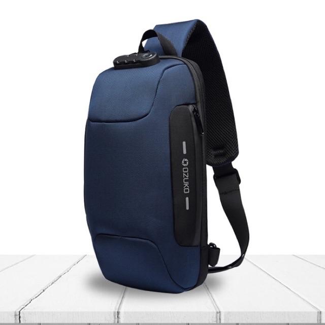 OZUKO Sling Bag USB AntiTheft Men's Chest Beg with Password Lock New