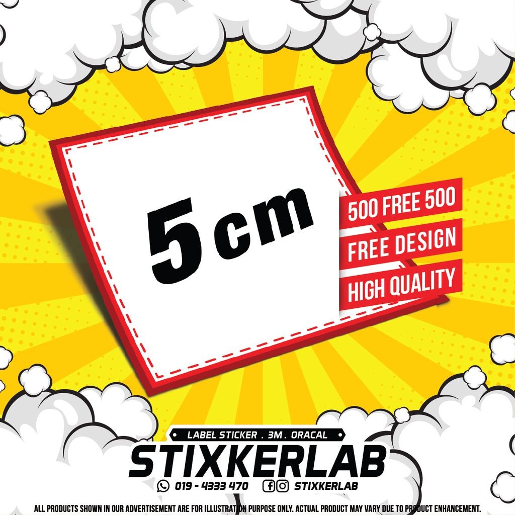 [Petak 5cm] Sticker Label Produk FREE DESIGN Shopee Malaysia
