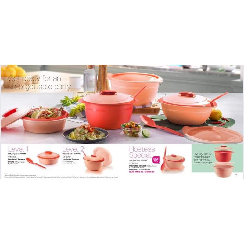 Ready Stock!! Tupperware Insulated Server Coral