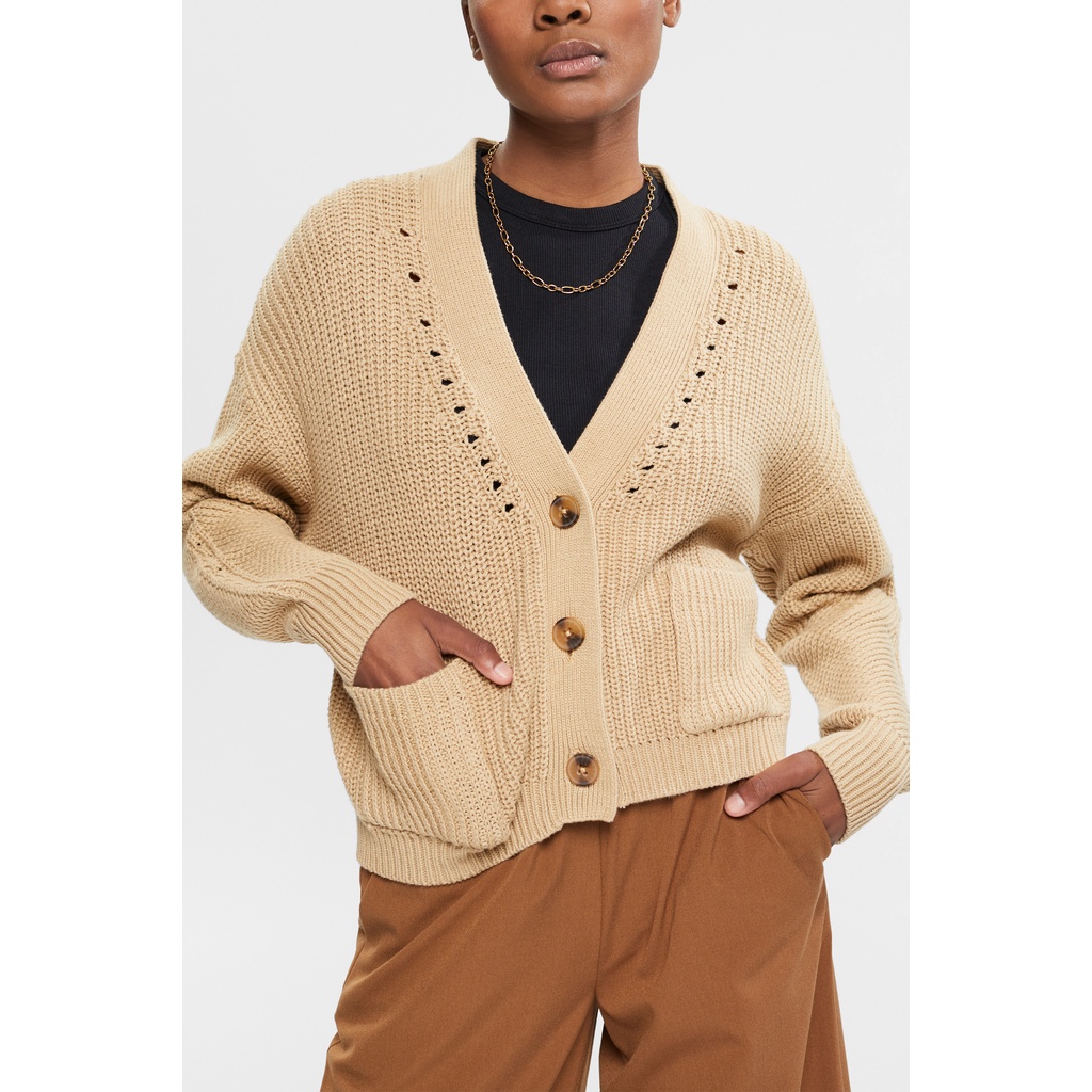 ESPRIT Women s Chunky knit cotton cardigan Shopee Malaysia