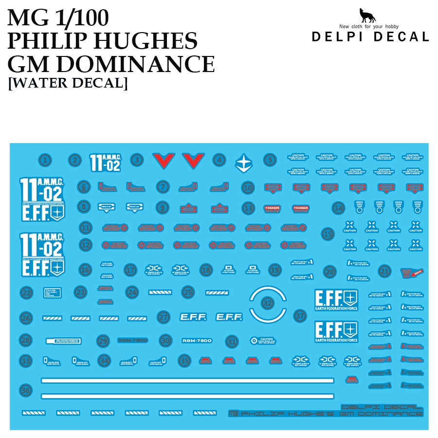 Delpi Decal MG 1:100 Multi-Use / Caution Marking Water Slide Decal Sheet