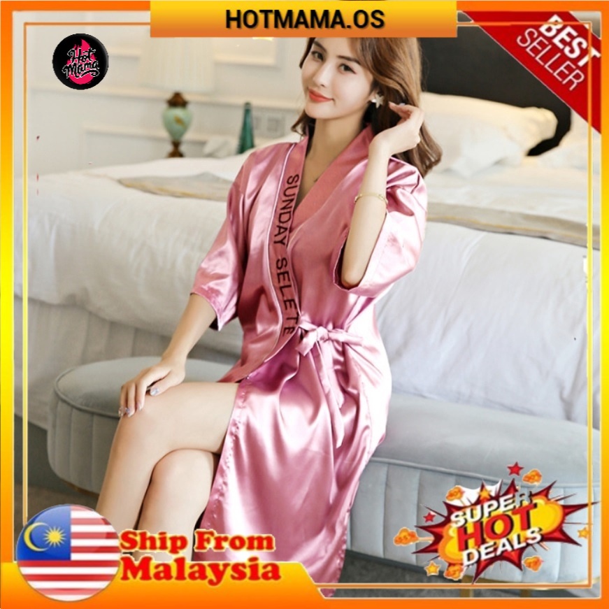 MS669 Ice Silk Satin Robe Sexy Sleepwear Sexy Lingerie Nightwear