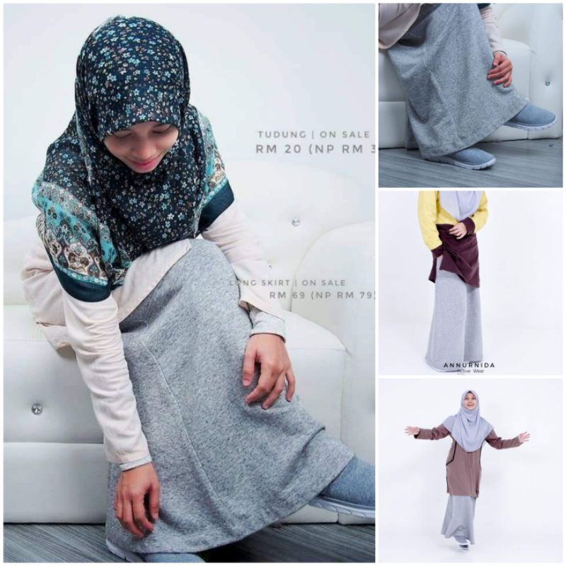 Skirt Labuh Muslimah Fabrik French Cotton (Active Wear) | Shopee Malaysia