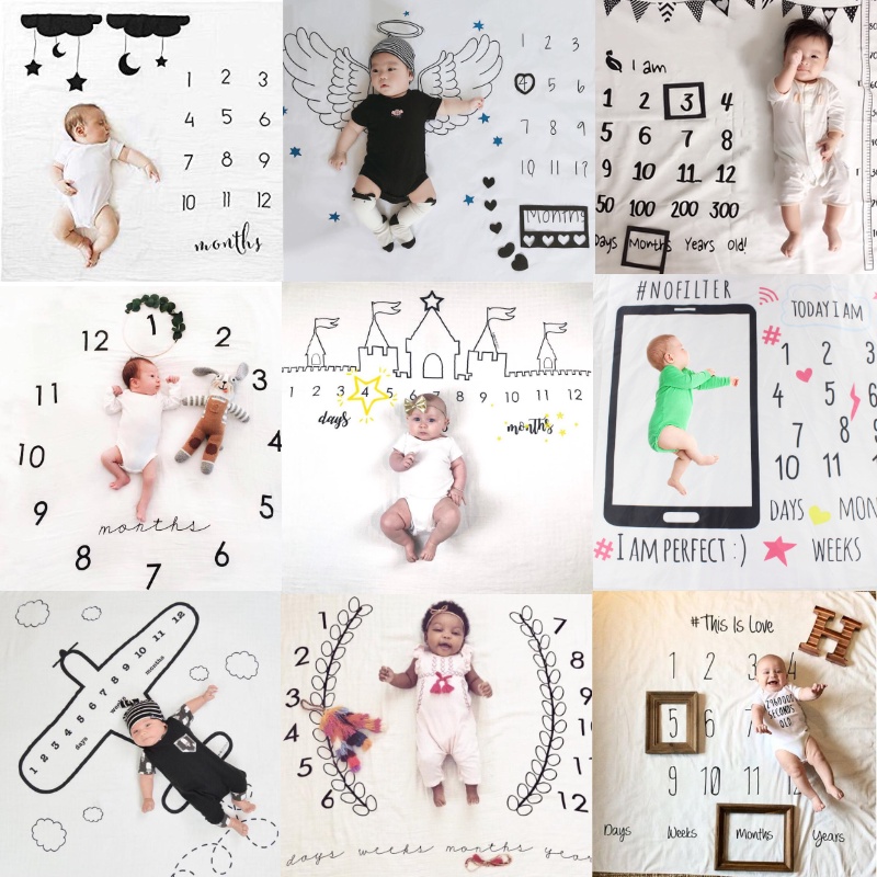 Newborn baby Monthly Growth Milestone Blanket Photography Accessories ...