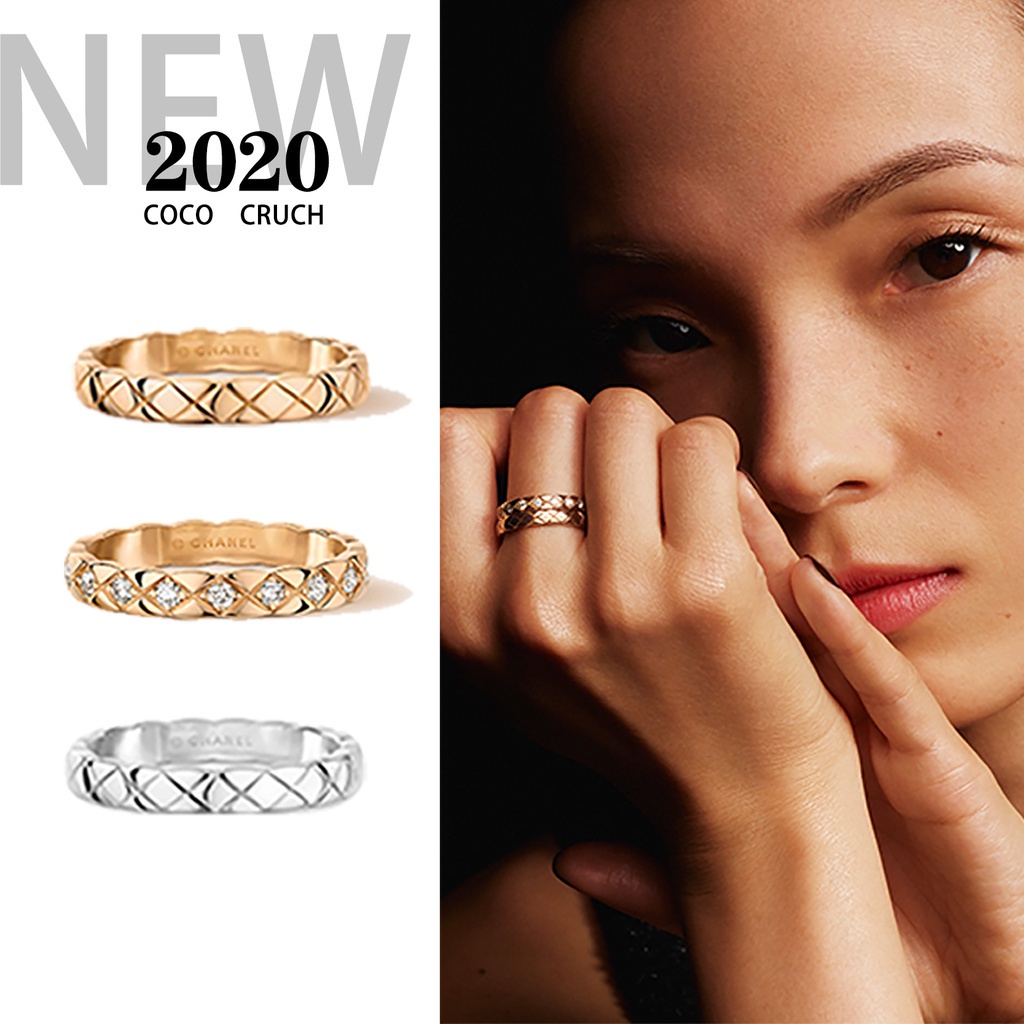 2022 New Best Seller Coco Crush Ring Quilted Motif Mini Version 18k Beige Gold with Diamonds Shopee Malaysia