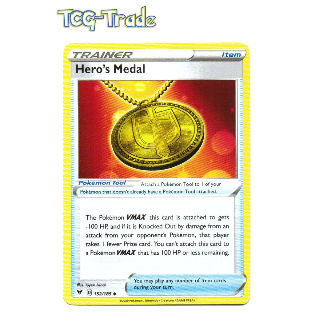 hero's medal pokemon card value Pokemon - Hero's Medal - 201/185 - Vivid Voltage - Full Art