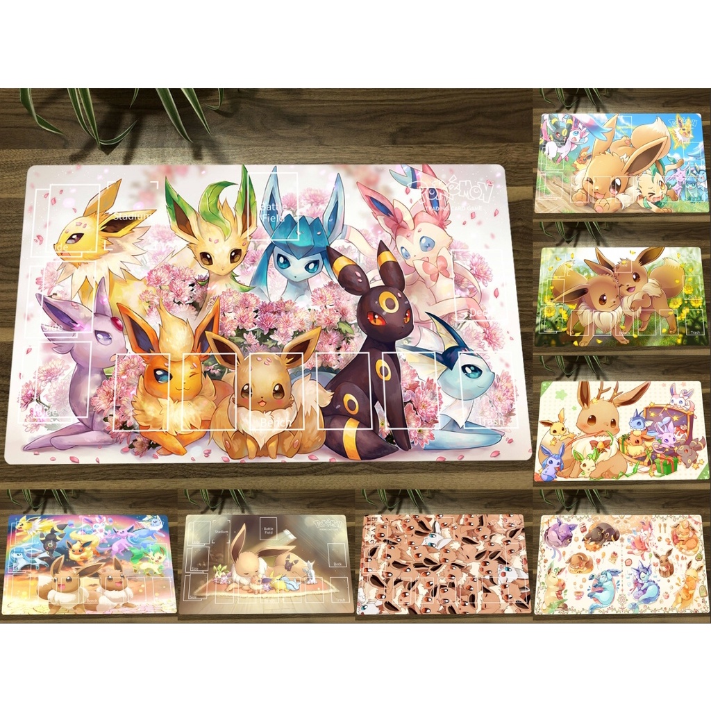 PM PTCG Mat Eevee Trading Card Game Mat CCG Playmat Rubber Mouse Pad ...