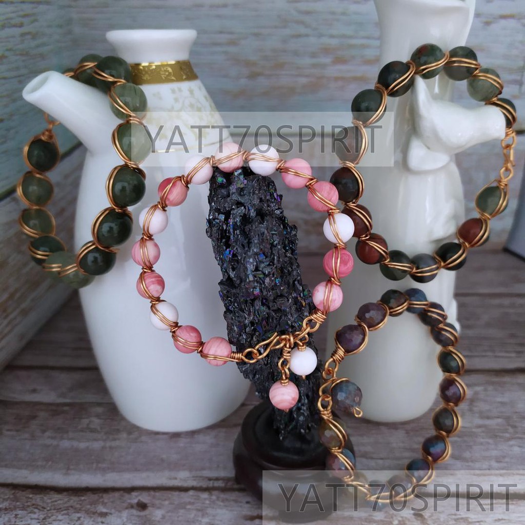 Copper Crystal Bracelet Combo - Ruby Sapphire Queen Conch