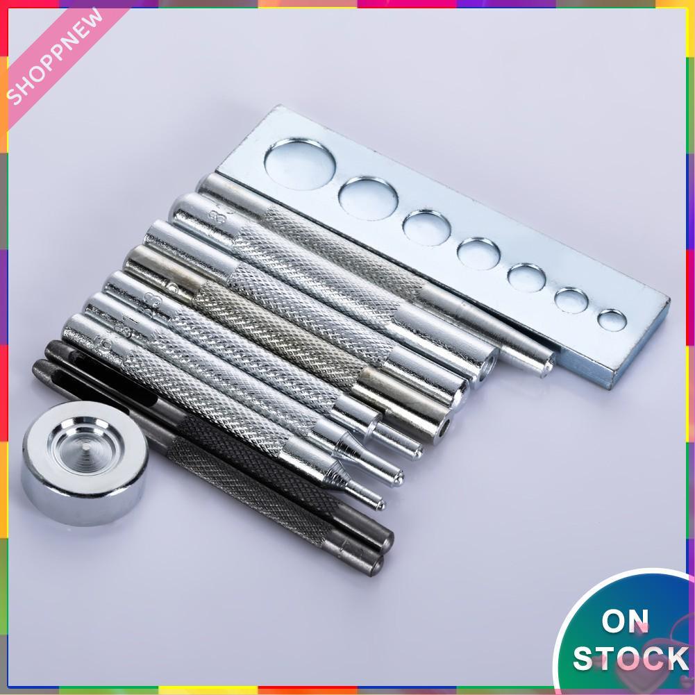Strumento Per Pelletteria, Kit Per Punzonatura Kit Per Rivetti Con Base Per Foro Di Perforazione E Installazione Pulsante Per Rivetti Manico In Metallo Dispositivo Di Fissaggio Per Rivetti Strumento P - 9