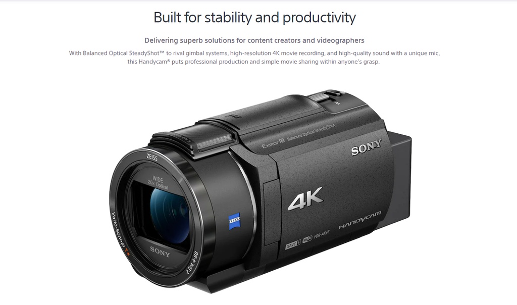 Sony FDRAX43A AX43 A & AX43 4K UHD Handycam Camcorder Value Package