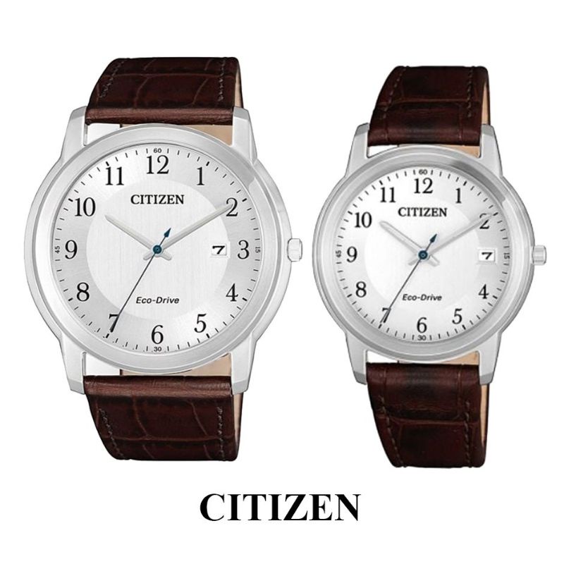 Citizen Eco-Drive AW1211-12A - Orologio Analogico Uomo, Quadrante Bianco, Cinturino In Pelle Marrone, Vetro Minerale, 5 Bar