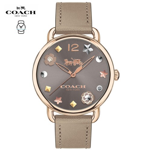 100% ORIGINAL) Coach Ladies' 14502797 Delancey Charm Dial Grey Leather Watch