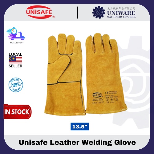 🔥100% ORIGINAL🔥 UNISAFE Premium Cowhide Leather Welding Glove 13.5 ...