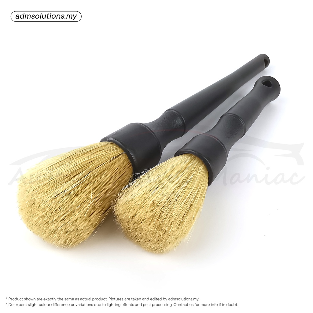 100 Natural Boar Hair Detailing Brush (Set of 2) Car Interior, Exterior, Engine Bay, Wheels