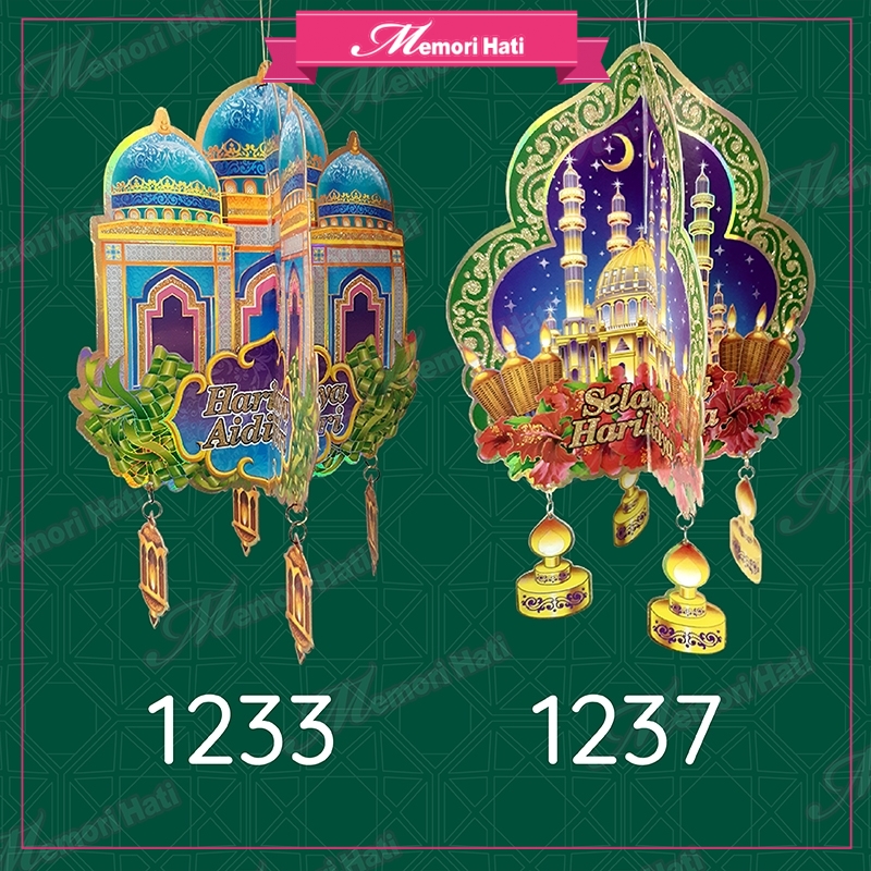 1233 & 1237 3D Raya Hanging Card / Hiasan Raya 3D | Shopee Malaysia