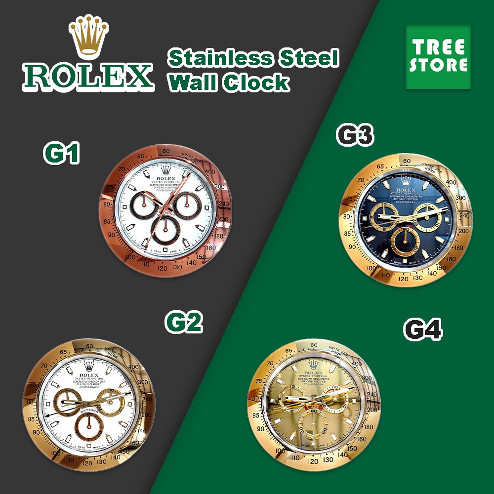 ROLEX Stainless Steel Wall Clock Living Room / GOLD DAYTONA / Glow in