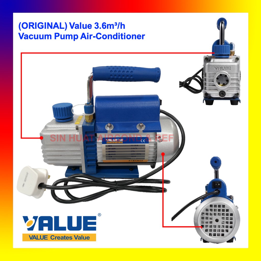 VALUE Vacuum Pump 3.6m³/h for Air Conditioning 1/4 HP / Refrigerator