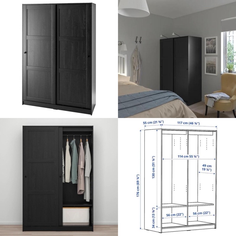 [INSTALLATION SERVICE PROVIDED] IKEA Rakkestad Wardrobe Solitaire Black