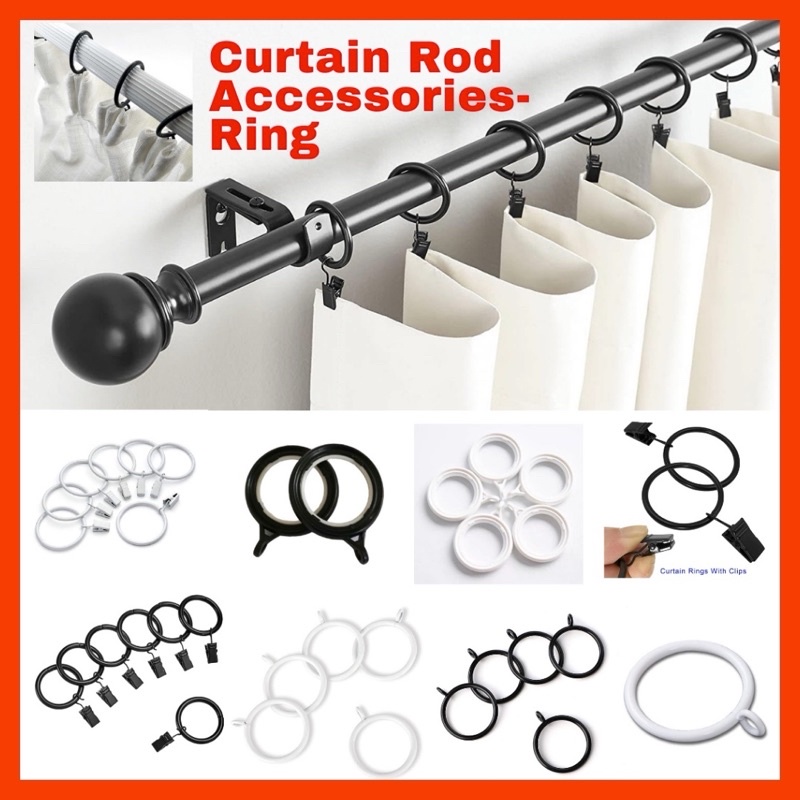 Aksesori Besi Langsir Curtain RIng with Clips / Gelang Langsir / IKEA